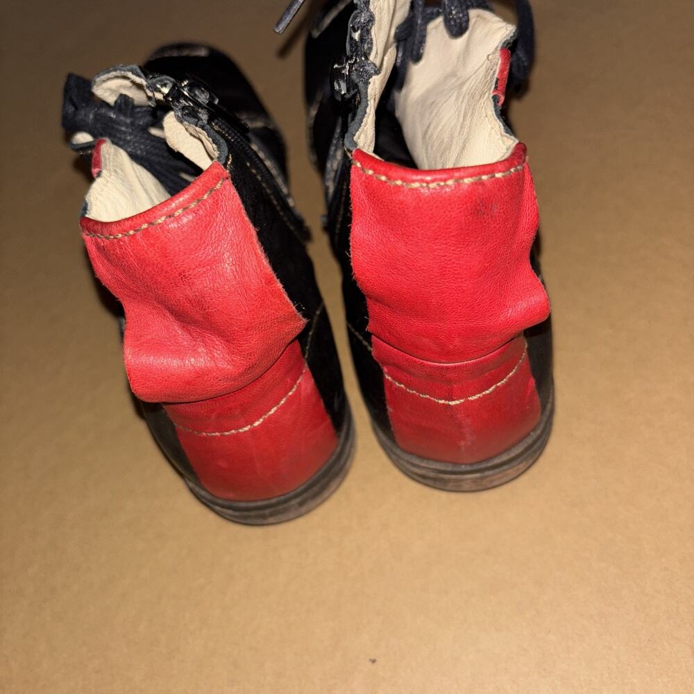 Vintage Rivers Leather Lace Up Boots Bohemian 38 Black Red Leather - Picture 4 of 7